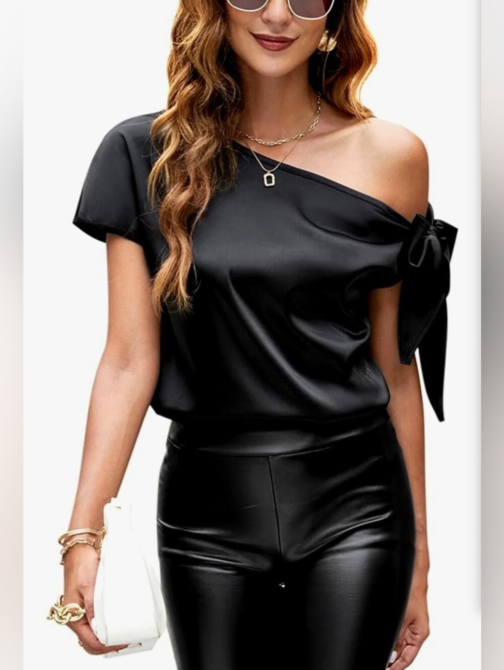 🌠Vidussa Black One-Shoulder Tunic Top